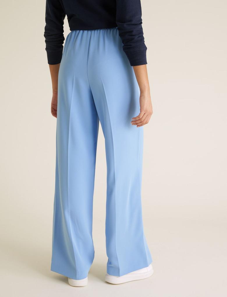 Kadın Mavi Geniş Paça Pantolon
