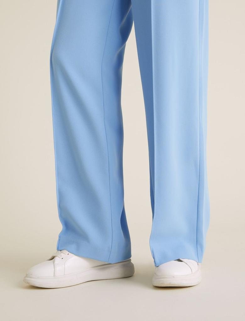 Kadın Mavi Geniş Paça Pantolon