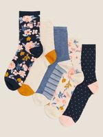 Kadın Lacivert 5'li Sumptuously Soft™ Çiçek Desenli Çorap Seti