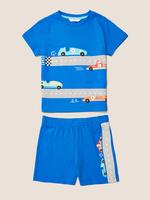Çocuk Mavi Araba Baskılı Pijama Takımı