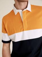 Erkek Lacivert Saf Pamuklu Çizgili Polo Yaka T-Shirt