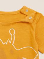 Bebek Sarı Saf Pamuklu Grafik Desenli Alt-Üst Takım