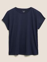 Kadın Lacivert Relaxed Fit Kısa Kollu T-Shirt