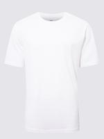 Erkek Beyaz Saf Pamuklu Yuvarlak Yaka T-Shirt