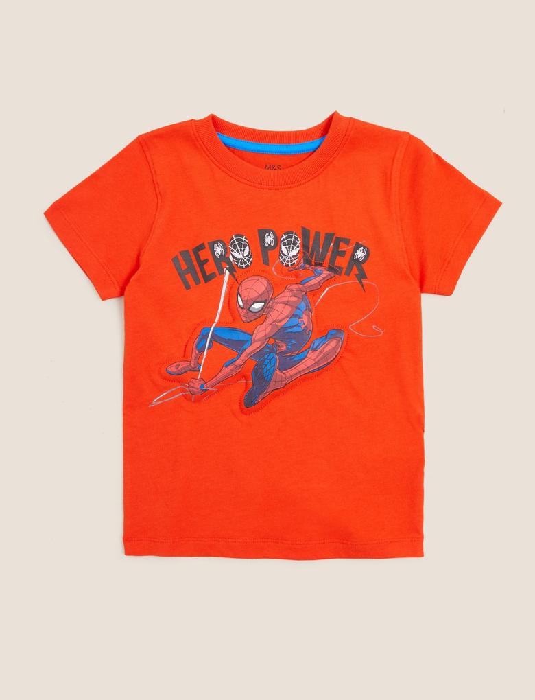 Erkek Çocuk Turuncu Saf Pamuk Spider-Man™ 3D Baskılı T-Shirt (2-7 Yaş)