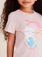 Kız Çocuk Pembe Saf Pamuklu Grafik Desenli T-Shirt (2-7 Yaş)