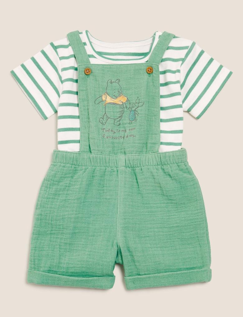 Bebek Yeşil Saf Pamuklu 2'li Winnie the Pooh & Friends™ Takım (0-3 Yaş)