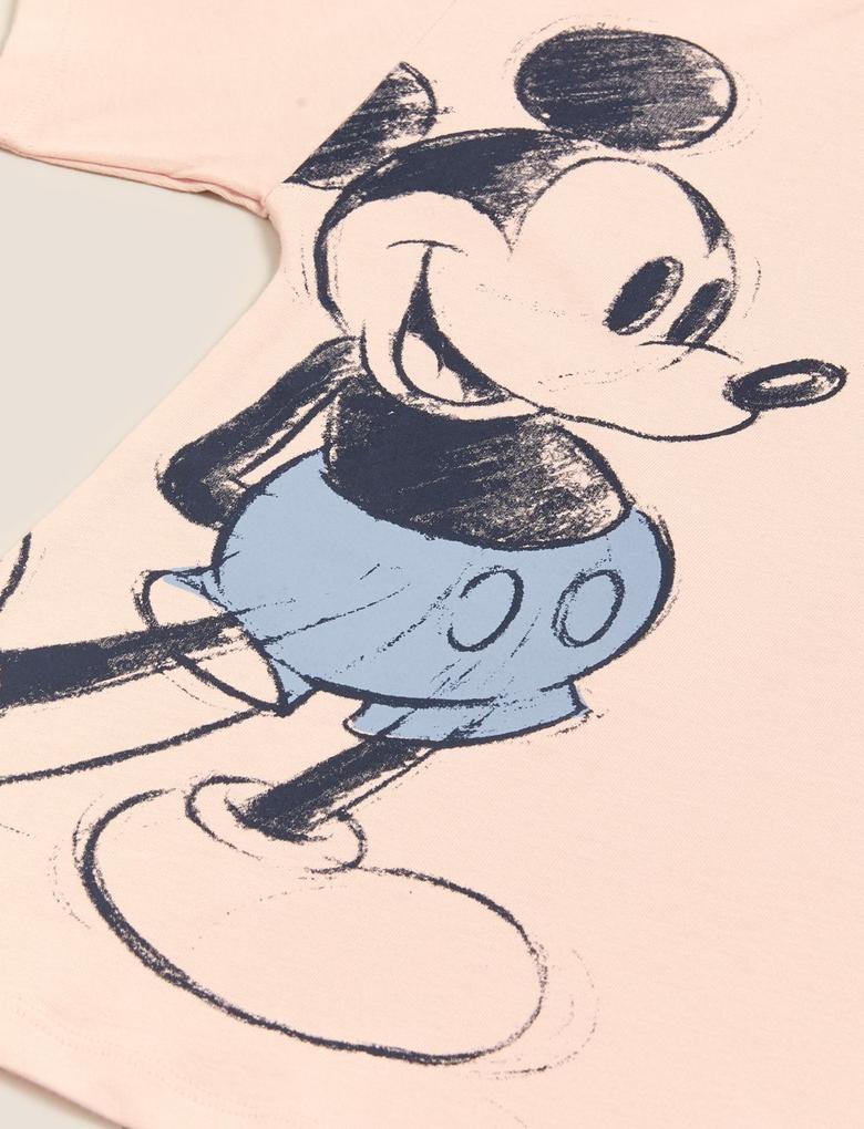 Çocuk Pembe Saf Pamuklu Mickey™ Pijama Takımı (6-16 Yaş)