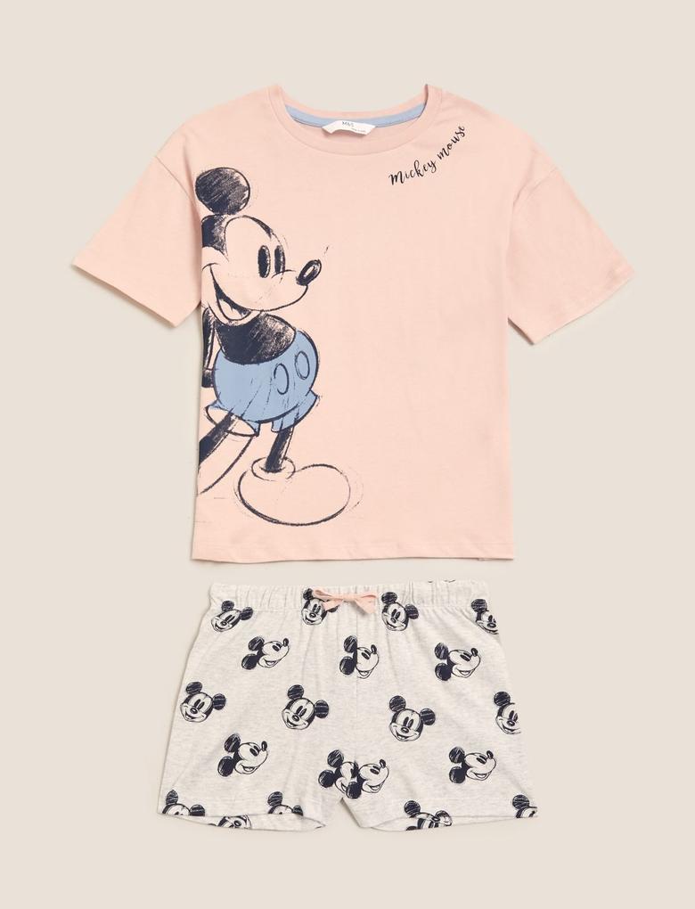 Çocuk Pembe Saf Pamuklu Mickey™ Pijama Takımı (6-16 Yaş)