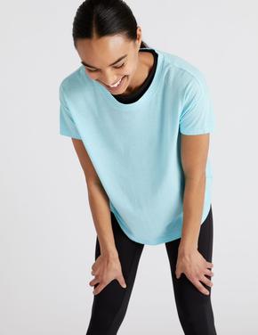 Kadın Mavi Kısa Kollu T-shirt