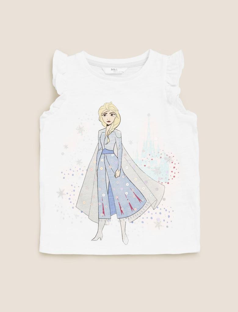 Kız Çocuk Beyaz Pamuklu Frozen™ T-Shirt