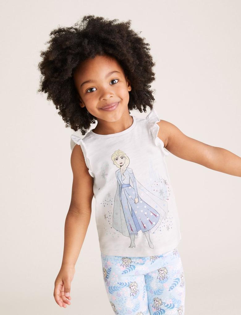 Kız Çocuk Beyaz Pamuklu Frozen™ T-Shirt