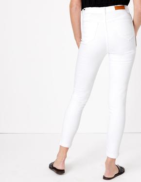 Kadın Beyaz Yüksek Belli Skinny Jean Pantolon