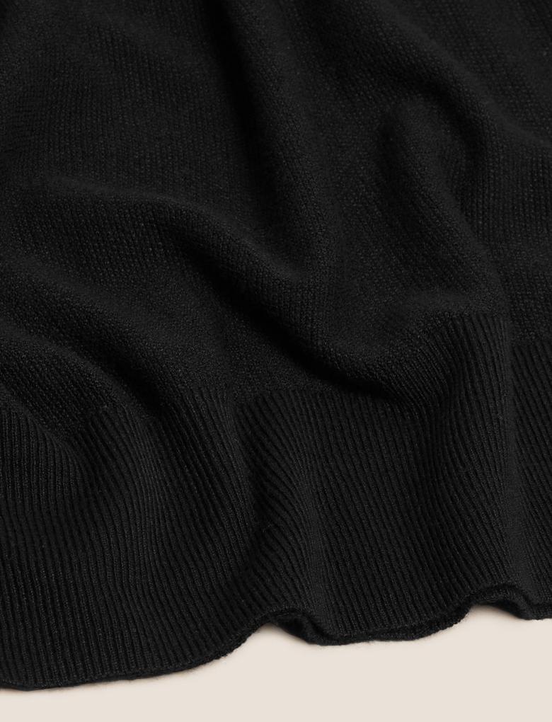 Kadın Siyah Fırfır Detaylı Örme Bluz