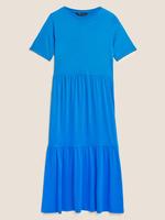 Kadın Mavi Kısa Kollu Midi Elbise