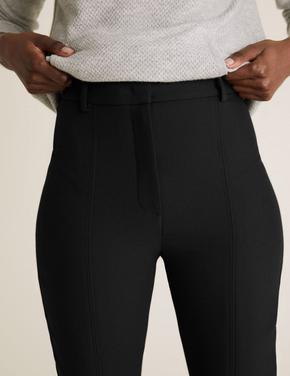 Kadın Siyah Yırtmaç Detaylı Skinny Fit Pantolon