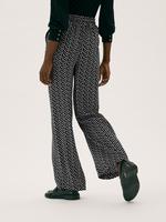 Kadın Siyah Geniş Paça Puantiye Desenli Pantolon