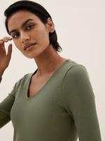 Kadın Yeşil V Yaka Yırtmaç Detaylı Midi Elbise