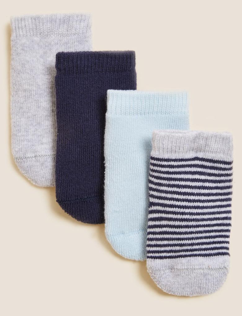 Çocuk Mavi 4'lü Havlu Çorap (0-24 Ay)