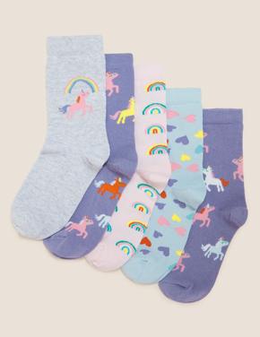 Çocuk Multi Renk 5'li Unicorn Desenli Çorap