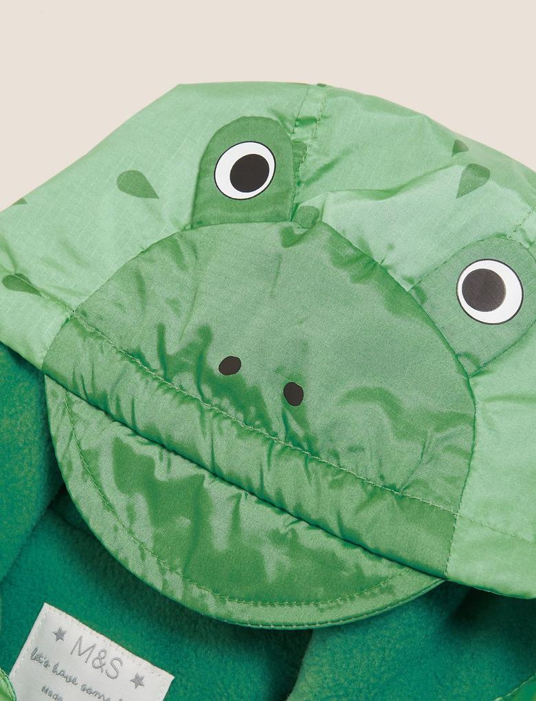 Bebek Yeşil 3D Kurbağa Desenli Kapüşonlu Yağmurluk (0-3 Yaş)