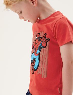 Erkek Çocuk Kırmızı Saf Pamuk Spider-Man™ T-Shirt (2-7 Yaş)