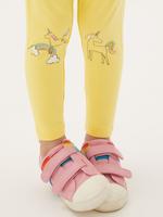 Kız Çocuk Sarı Unicorn Desenli Legging Tayt (2-7 Yaş)