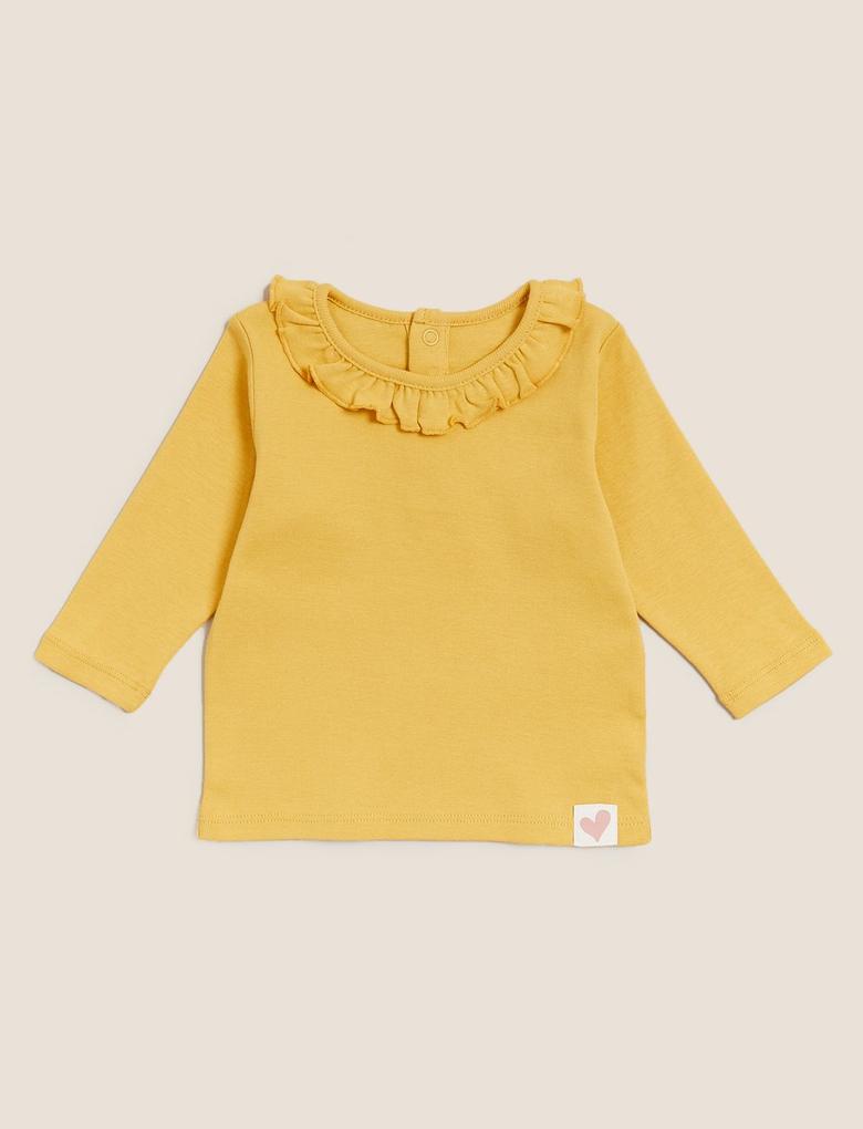 Bebek Sarı Saf Pamuk 3'lü T-Shirt (0-3 Yaş)