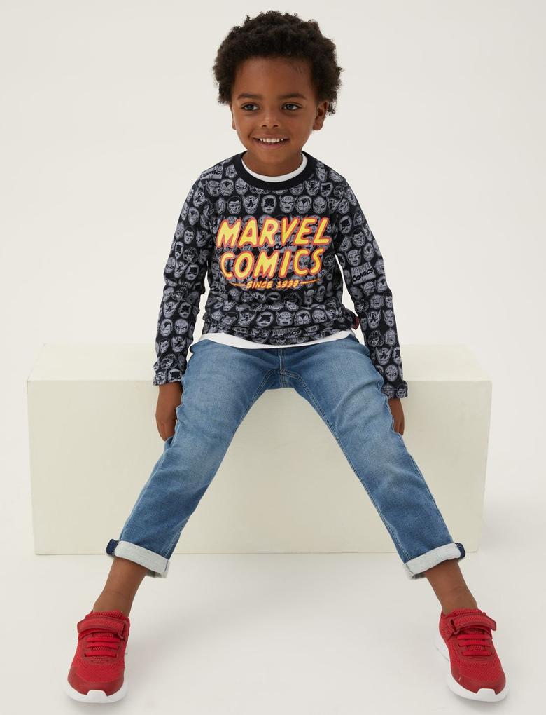 Erkek Çocuk Multi Renk Saf Pamuk 2'li Marvel Superheroes™ T-Shirt (2-7 Yaş)
