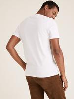 Erkek Beyaz Saf Pamuk Grafik Desenli T-Shirt