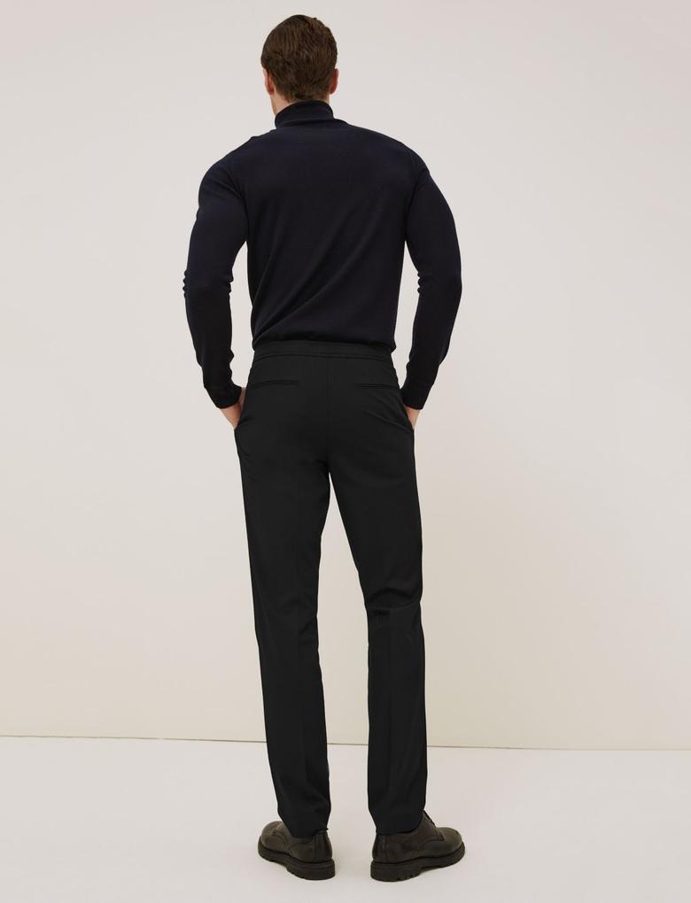 Erkek Siyah Slim Fit 360 Flex Pantolon