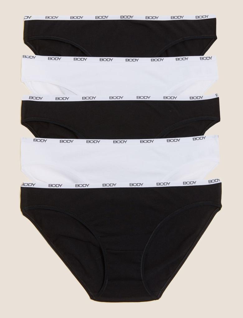 Kadın Siyah 5'li Cotton Lycra® Bikini Külot Seti