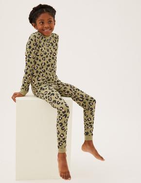 Çocuk Multi Renk Leopar Desenli Pijama Takımı (7-16 Yaş)
