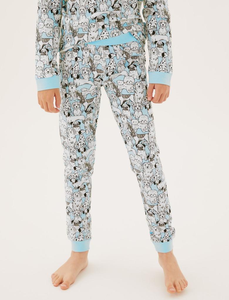 Çocuk Mavi Köpek Desenli Pijama Takımı (7-16 Yaş)