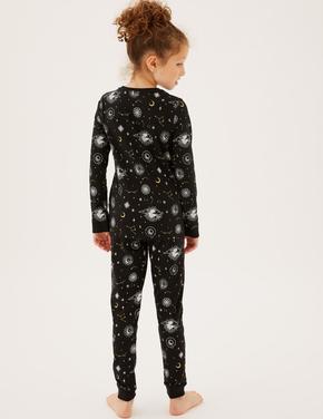 Çocuk Siyah Takımyıldızı Desenli Pijama Takımı (7-16 Yaş)