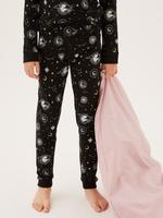 Çocuk Siyah Takımyıldızı Desenli Pijama Takımı (7-16 Yaş)