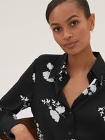 Kadın Siyah Çiçek Desenli Gömlek