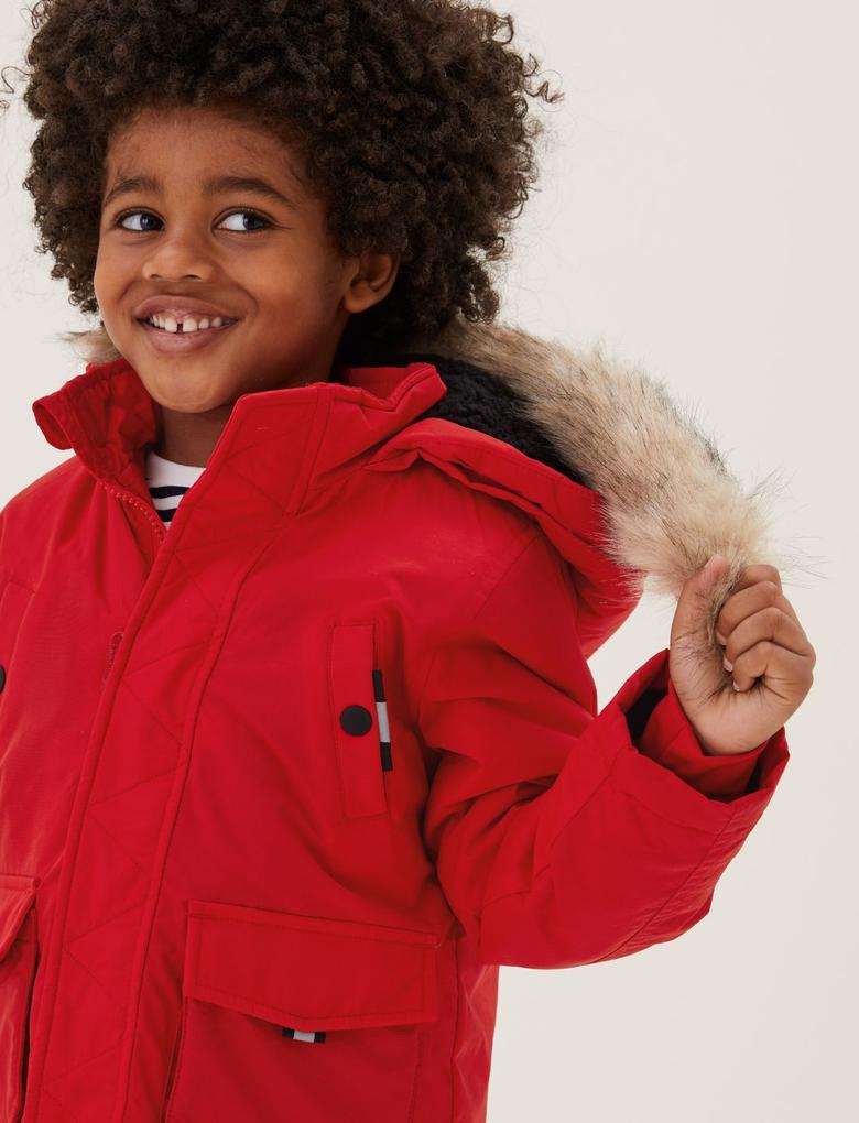 Erkek Çocuk Kırmızı Stormwear™ Kapüşonlu Mont (2-7 Yaş)