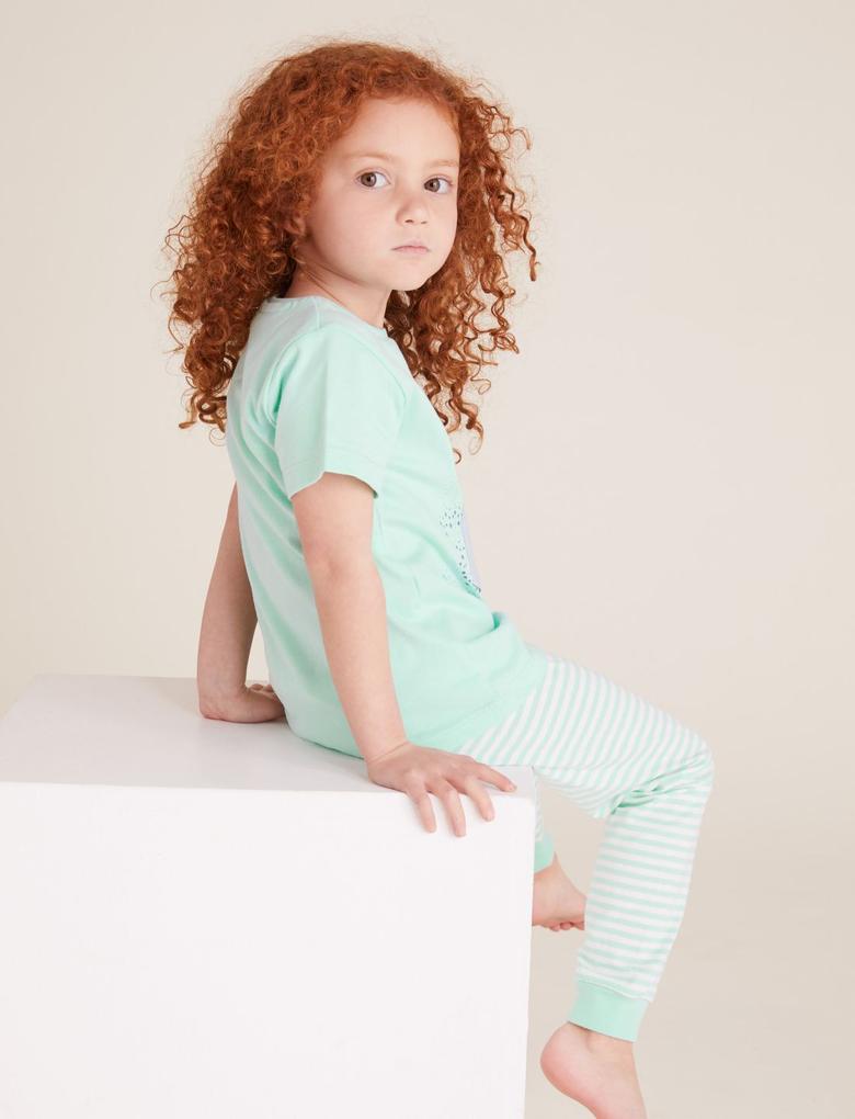 Çocuk Multi Renk Disney Frozen™ Saf Pamuklu Pijama Takımı (2-10 Yaş)
