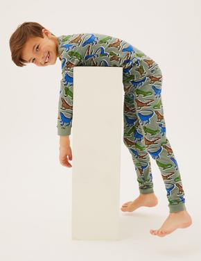 Çocuk Yeşil Kertenkele Desenli Pijama Takımı (7-16 Yaş)