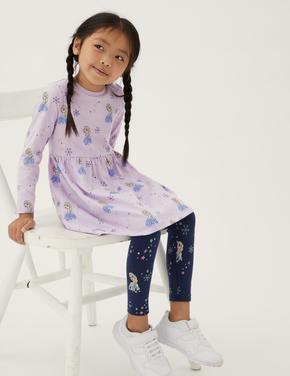 Kız Çocuk Mor Saf Pamuklu Disney Frozen™ Elbise (2-10 Yaş)