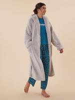 Kadın Mavi Saf Pamuklu Grafik Desenli Pijama Takımı
