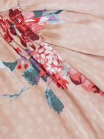 Kadın Pembe Çiçek Desenli Saten Pijama Takımı