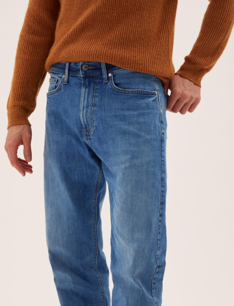 Erkek Mavi Straight Fit Jean Pantolon
