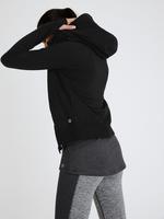 Kadın Siyah Kapüşonlu Fermuarlı Sweatshirt