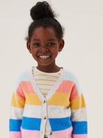 Kız Çocuk Multi Renk Çizgili V Yaka Hırka (2-7 Yaş)