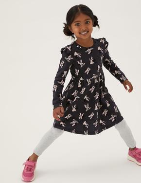 Kız Çocuk Gri Saf Pamuklu Minnie Mouse™ Elbise (2-7 Yaş)