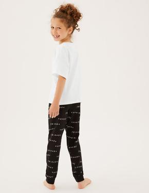 Çocuk Siyah Saf Pamuklu Friends™ Pijama Takımı (8-16 Yaş)