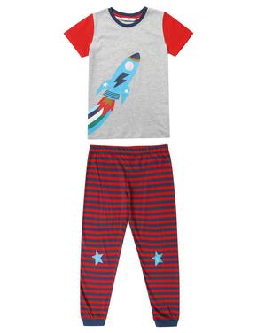 Çocuk Multi Renk 2'li Roket Desenli Kısa Kollu Pijama Takımı