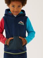 Erkek Çocuk Lacivert Renk Bloklu Kapüşonlu Polar Sweatshirt (2-7 Yaş)
